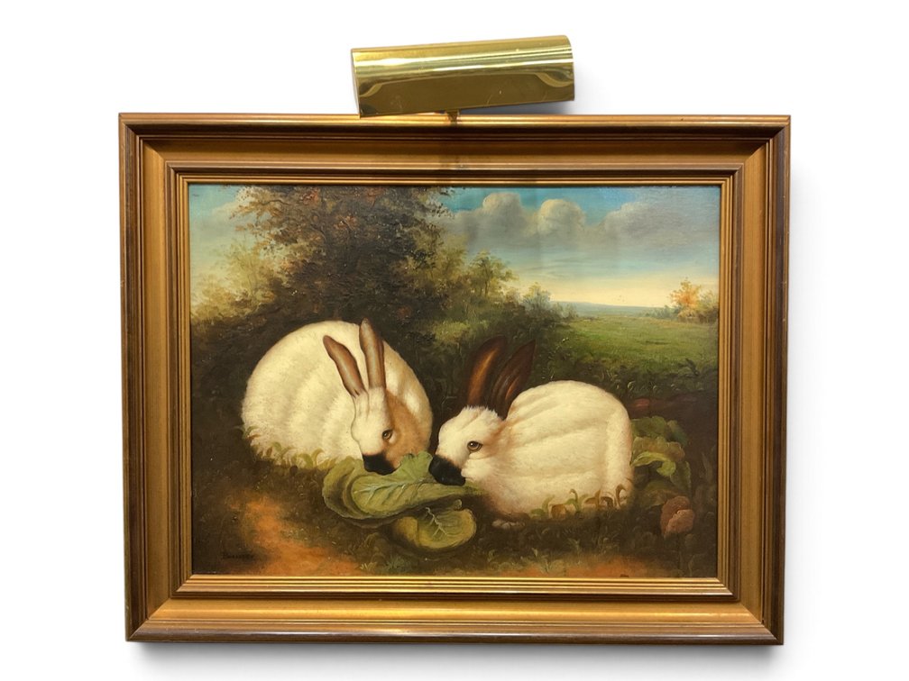 Oil Painting of Two Himalayan Rabbits