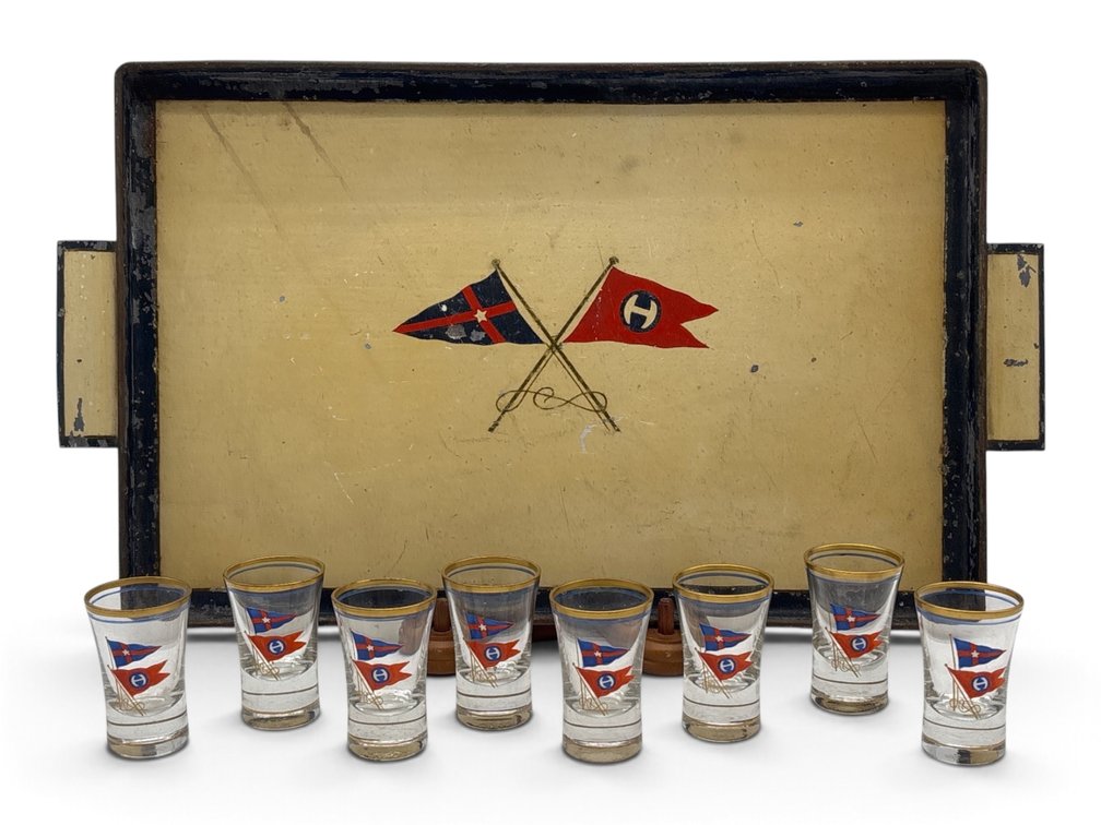 New York Yacht Club Drinks Tray and Glasses