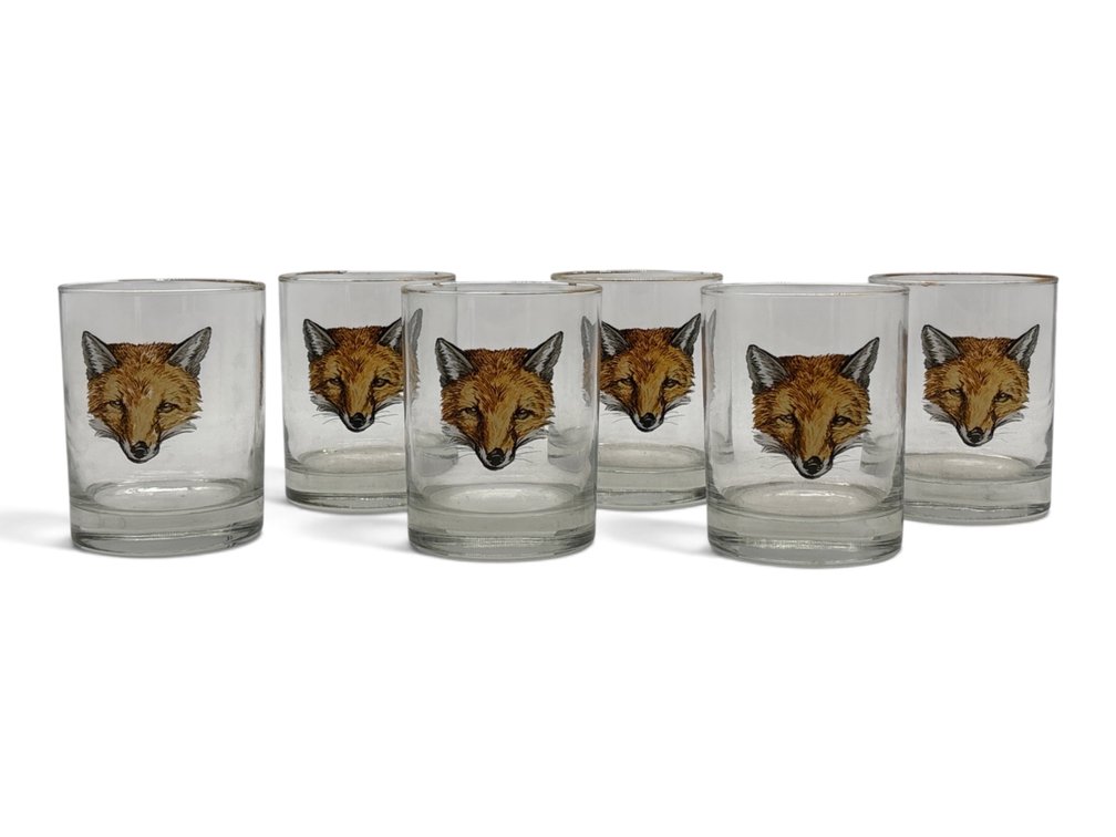 Fox Head Decorated Rocks Glasses