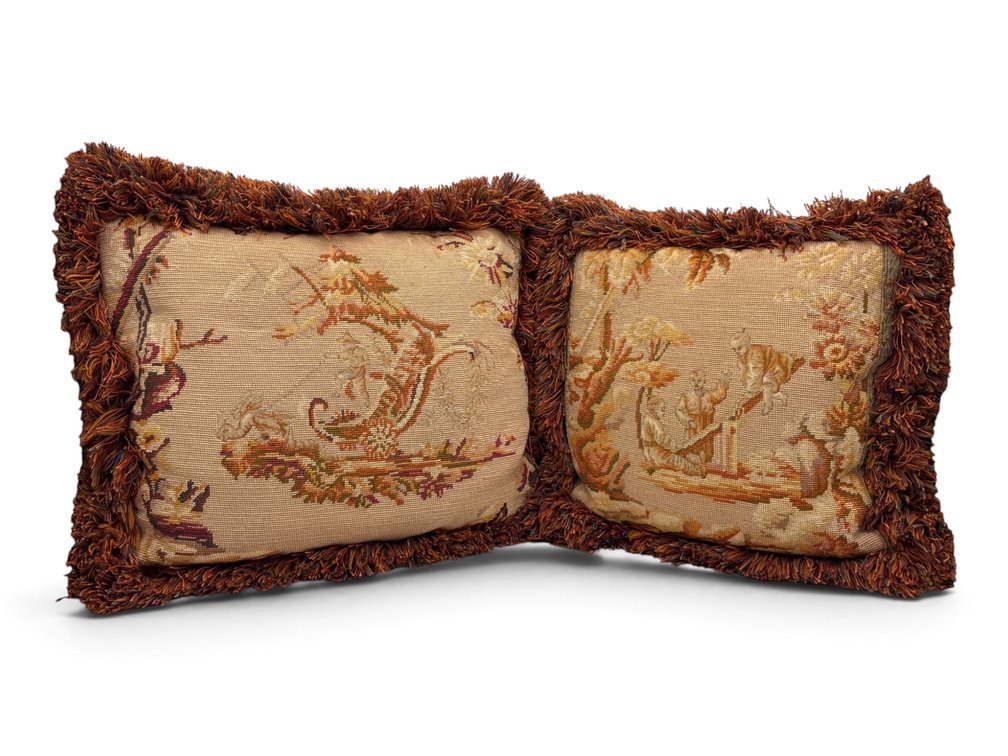 19th C. Chinoiserie Aubusson Mounted Pillows