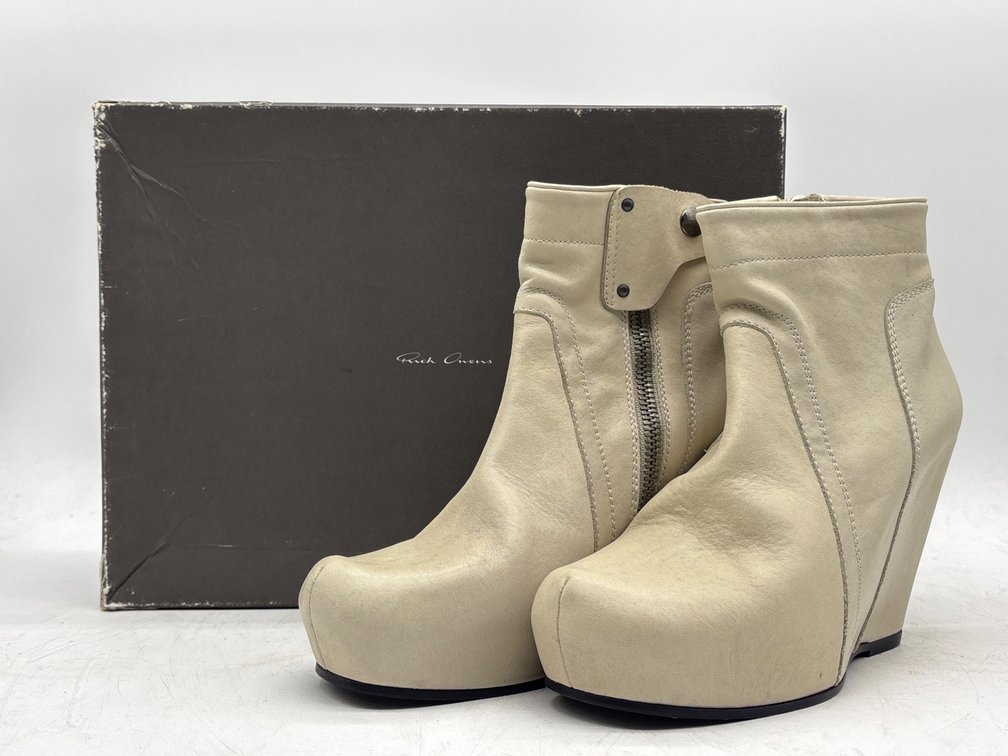 Rick Owens Leather Wedge Ankle Boots