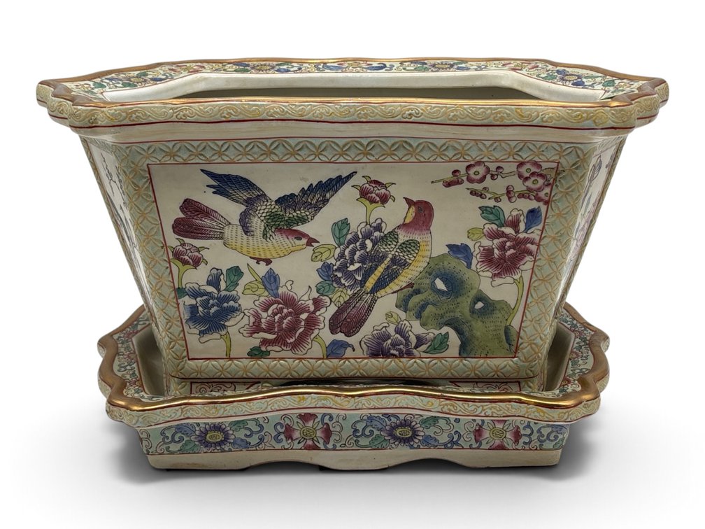 Chinese Pottery Planter and Underplate