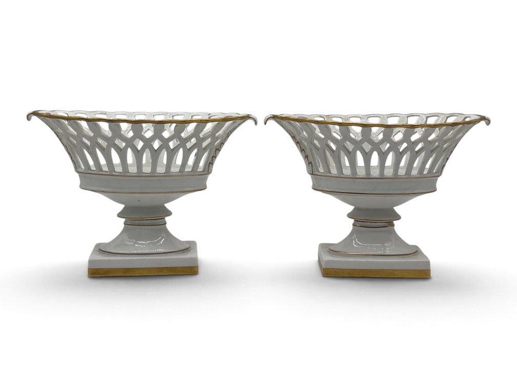 Vista Alegre Portugal Porcelain Reticulated Compote Pair