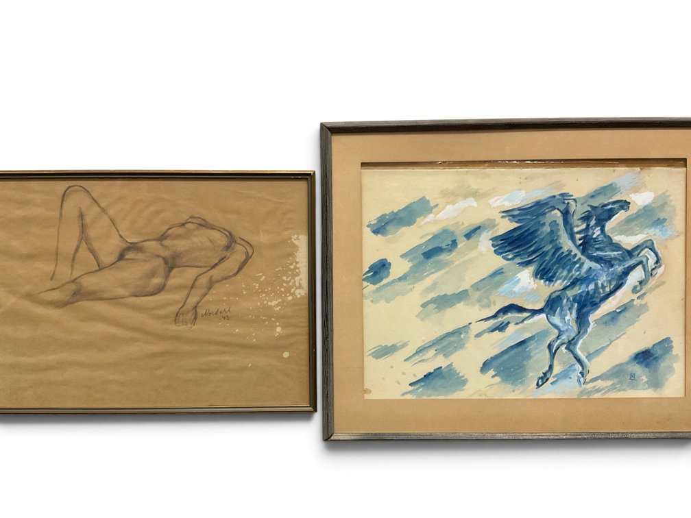 Two Original Painting and Pencil Sketch
