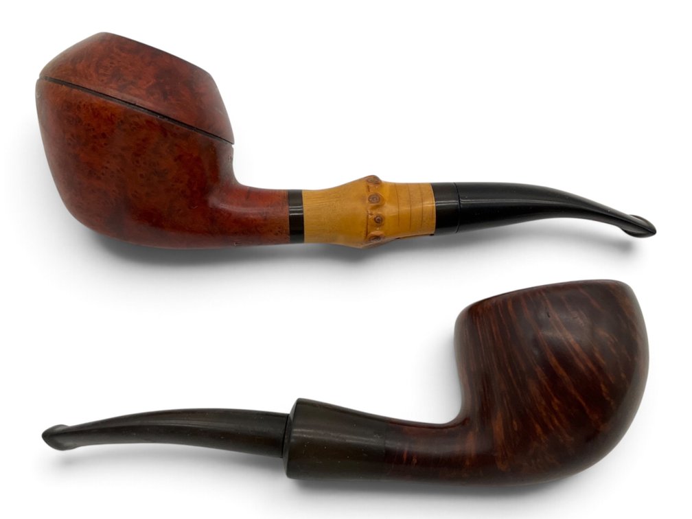 Two Briarwood Pipes, Bari Pearl Bamboo & Navigator