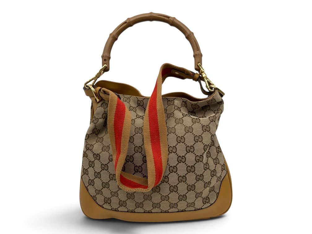 Gucci GG Canvas Diana Bamboo Handle Hobo Bag