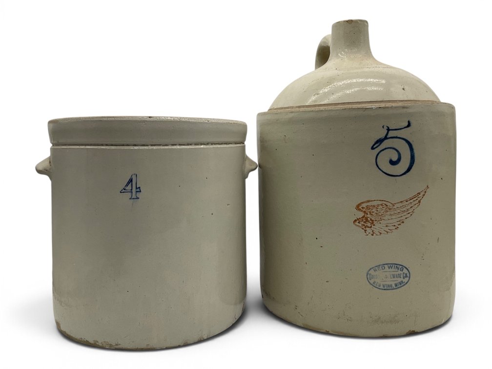 Red-Wing Stoneware Jug, Stoneware Crock
