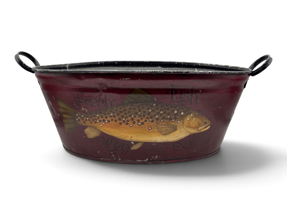 Tole Style Fish Painted Ice Bucket