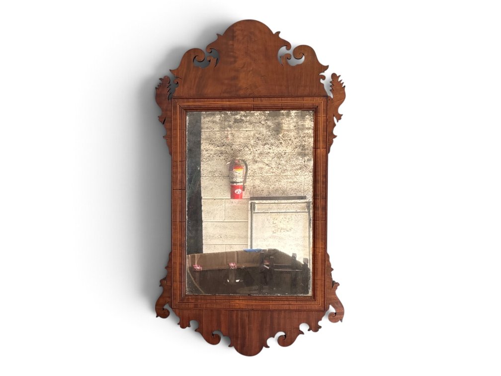 Chippendale Wall Mirror and Amberina Bowl