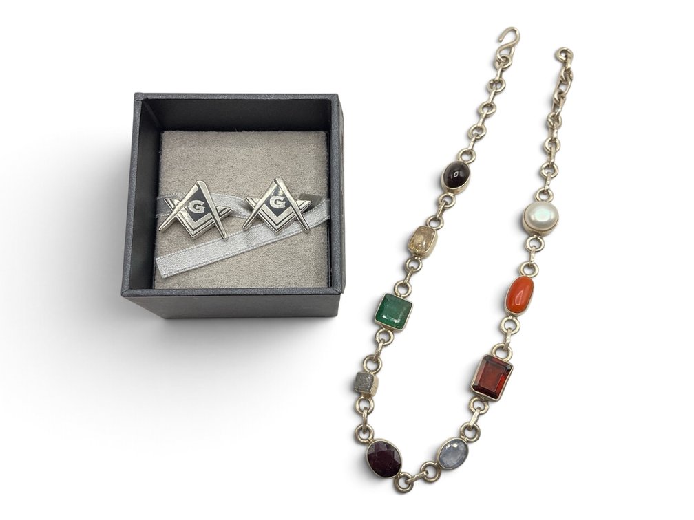 Masonic Cuff Links & Artisan Collar Necklace