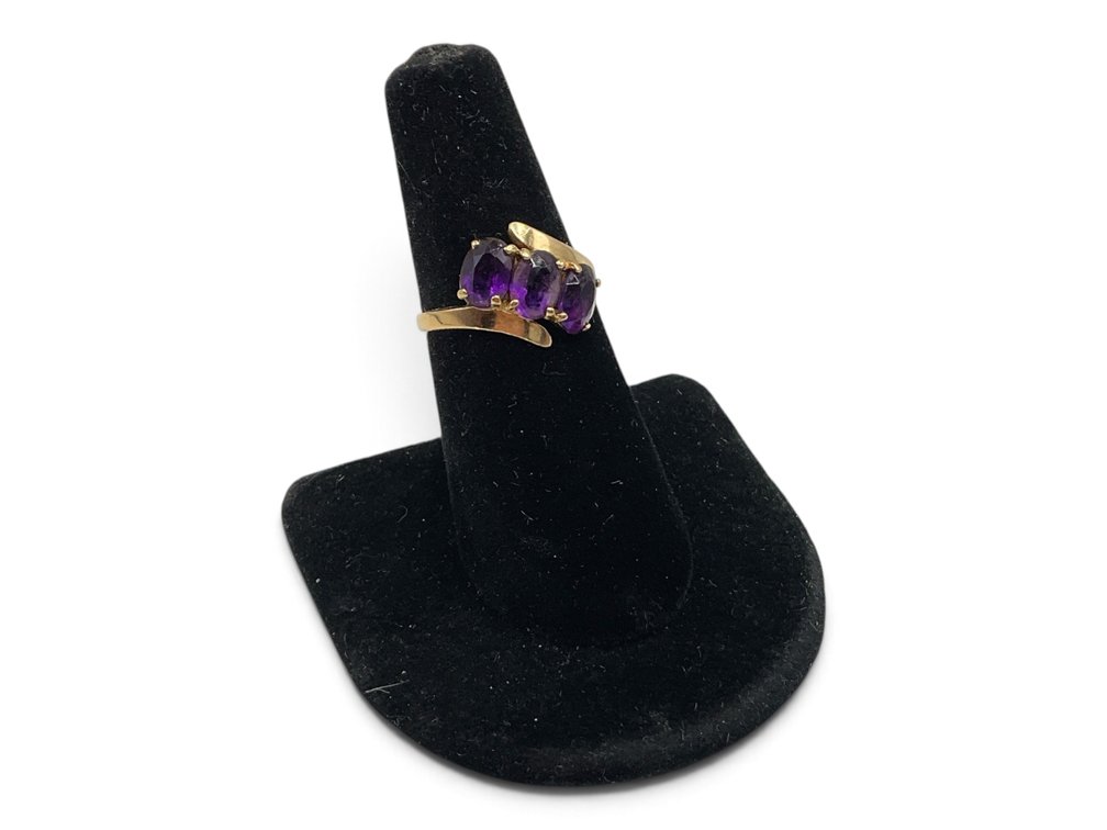 14K YG Amethyst Bypass Ring
