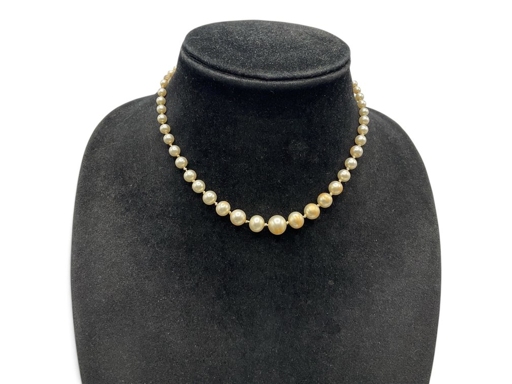 14K YG Glass Pearl Necklace