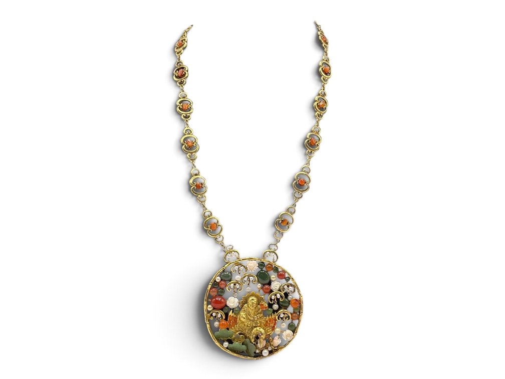 Swoboda Modernist Asian Garden Statement Necklace