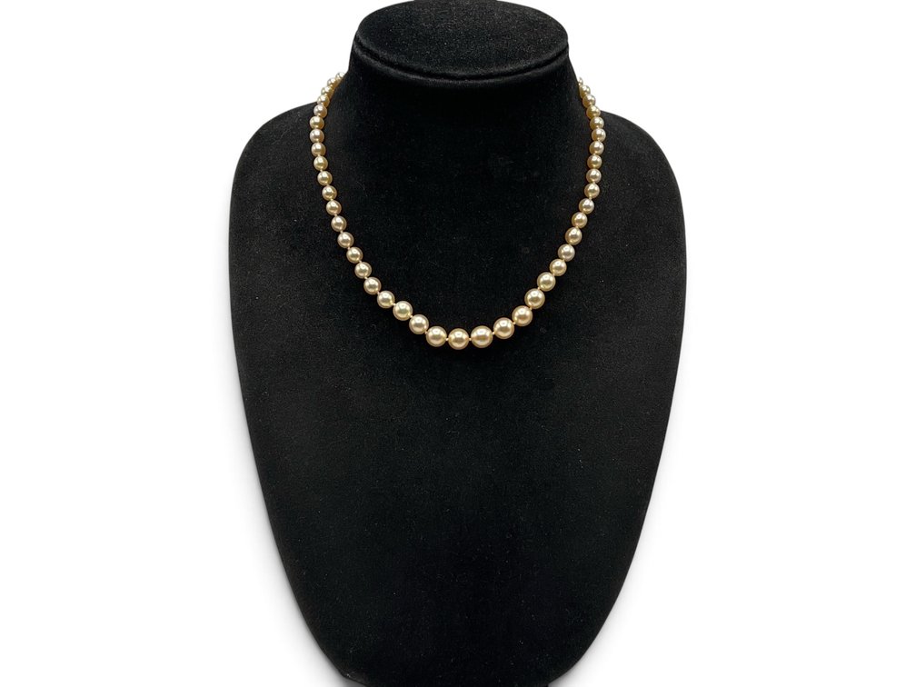 Hand-Knotted Graduated Champagne Pearl Necklace