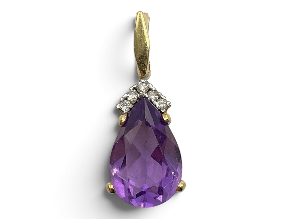 14K Amethyst & Diamond Pendant