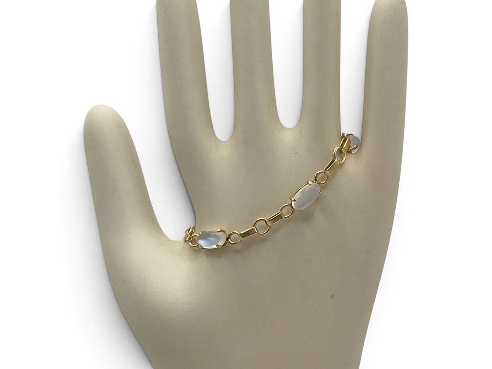 14K YG Moonstone Link Bracelet