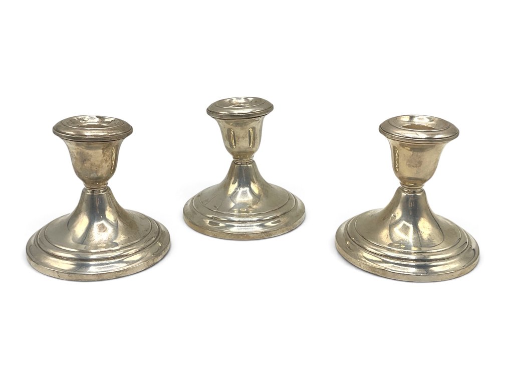 Trio Of Matching Gorham Sterling Weighted Candlesticks