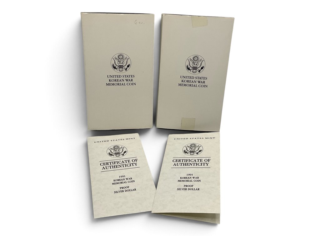 Pair Of U.S. Korean War Memorial Silver Proof Dollars