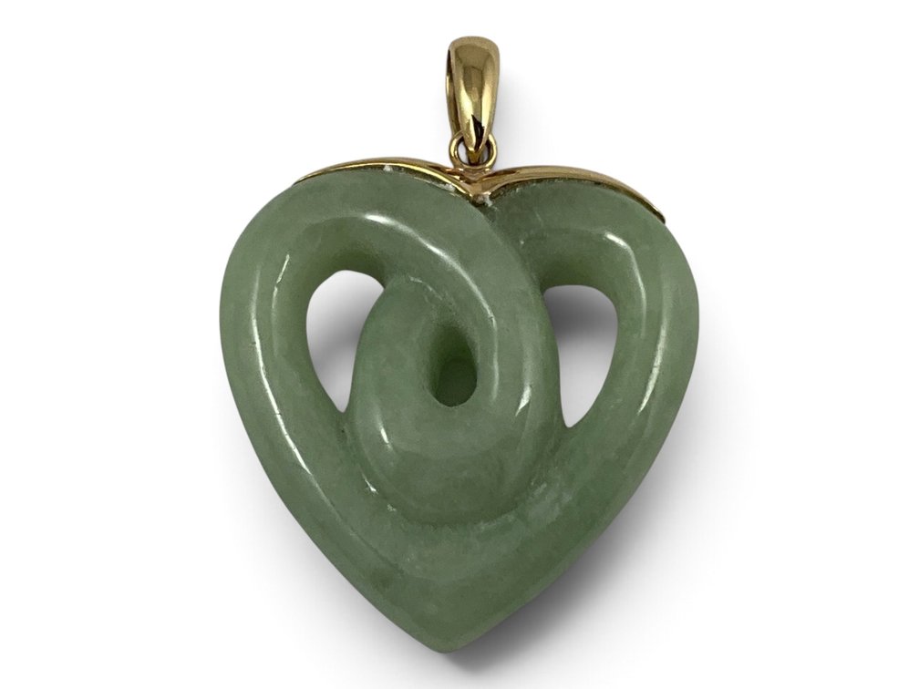 14K YG and Jade Heart Pendant