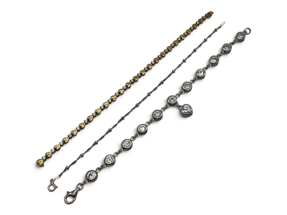 Three Sterling Silver Link Bracelets