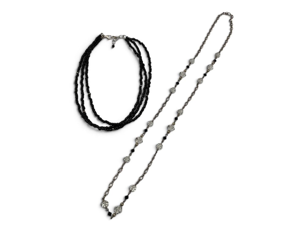 Two Beaded Sterling Silver Necklaces