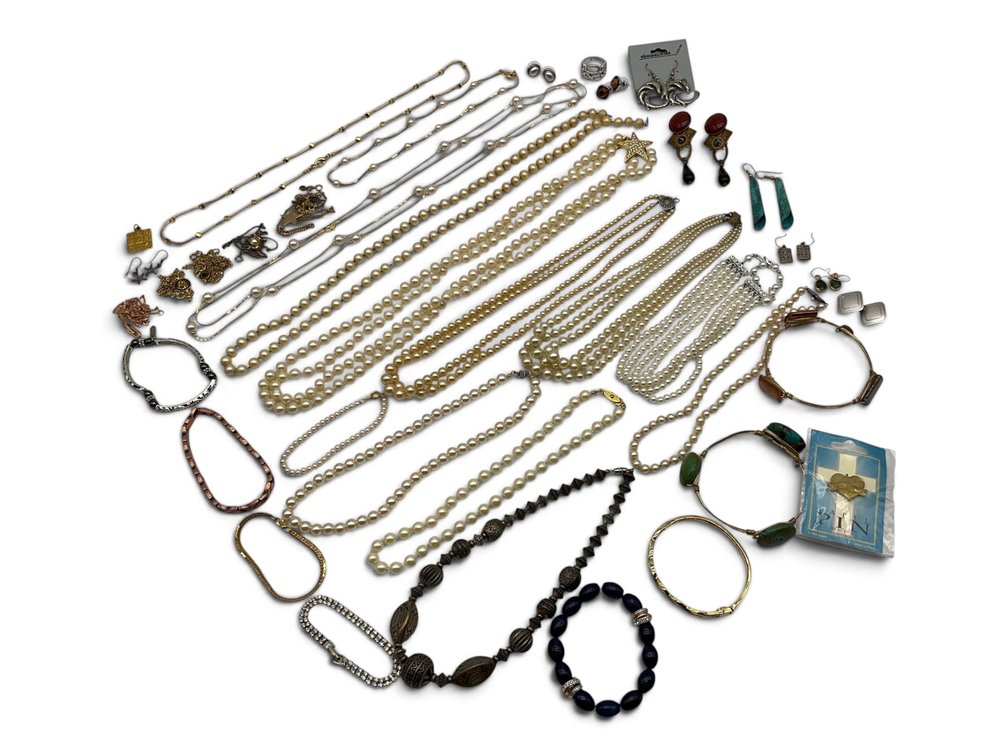 Pearl Necklaces, Bangle Bracelets and Earrings