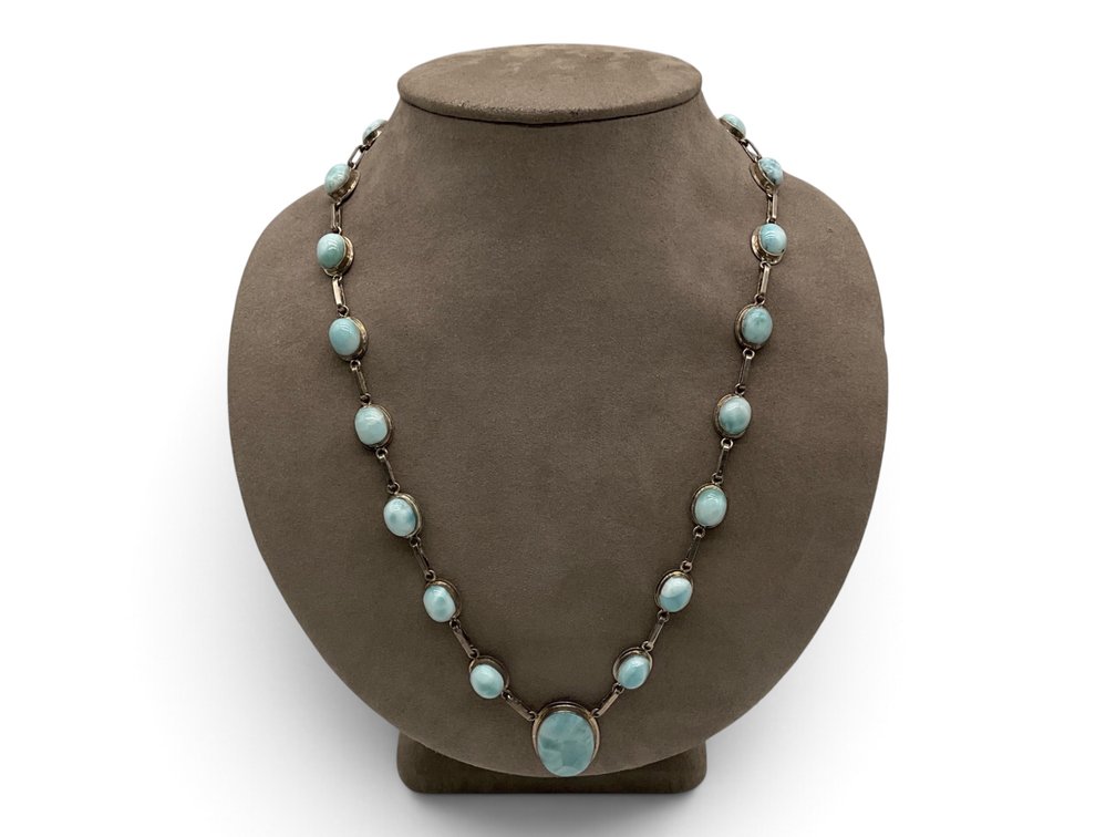 Sterling Silver and Larimar Necklace.