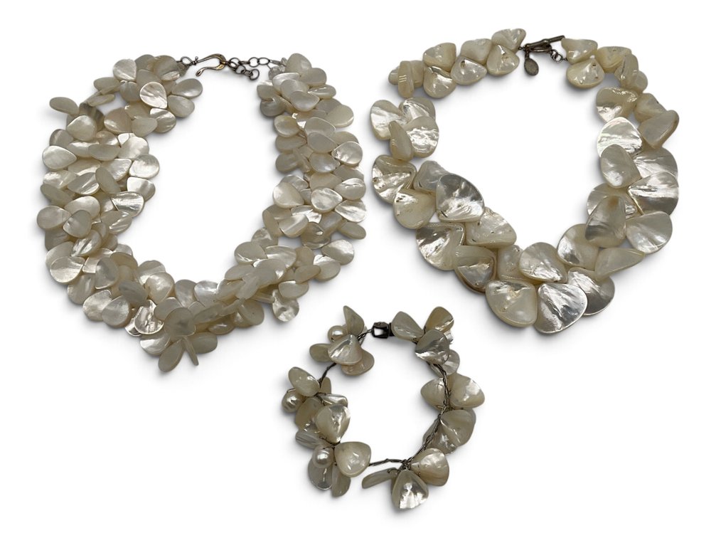 MOP and Sterling Silver Statement Necklaces and Bracelet