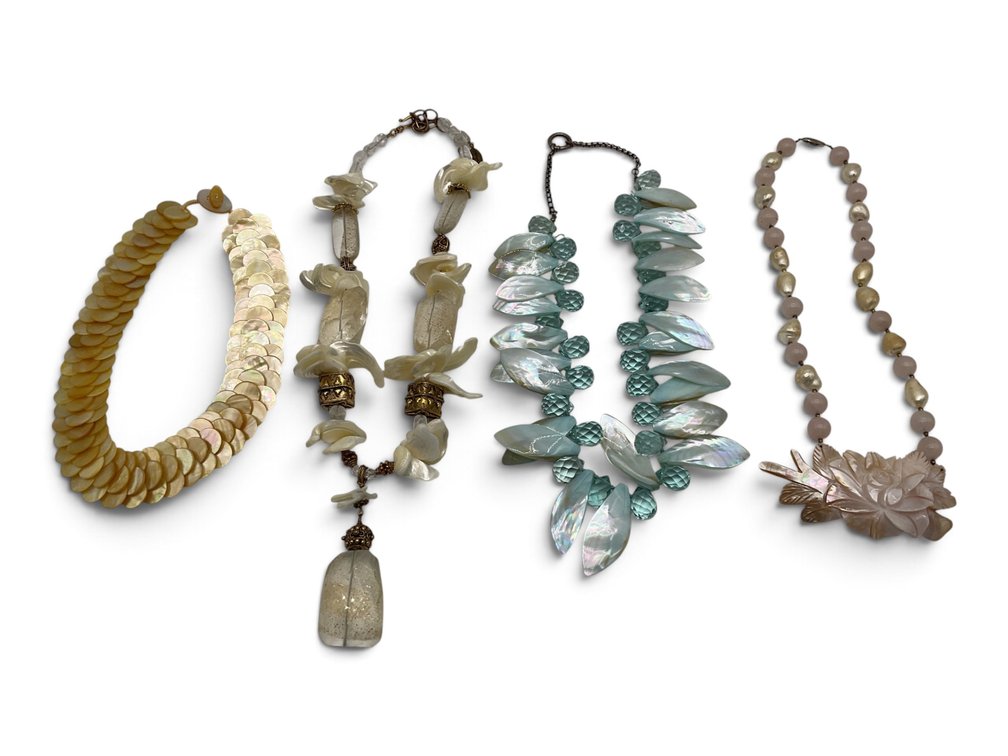 Four Mother of Pearl Statement Necklaces