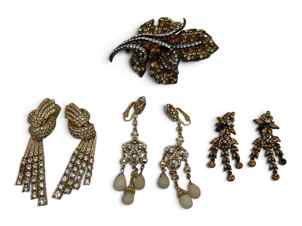Chandelier Clip On Earrings and Brooch