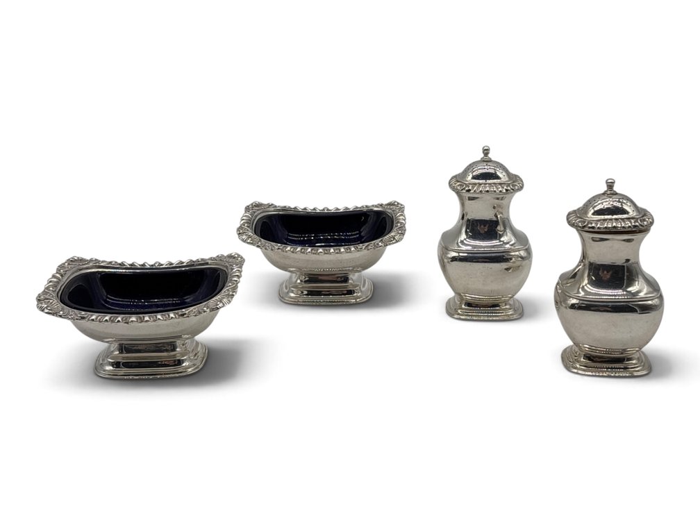 Barker Ellis Silverplated Master Salts and Shaker Pair