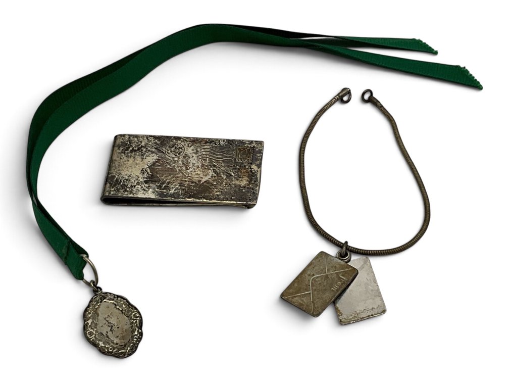Sterling Silver Money Clip, Tag and Letter Charm