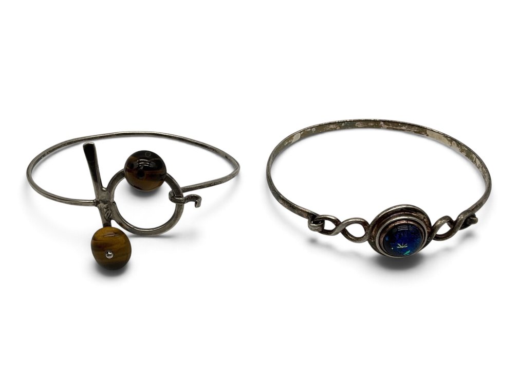 Two Silver Bangle Bracelets