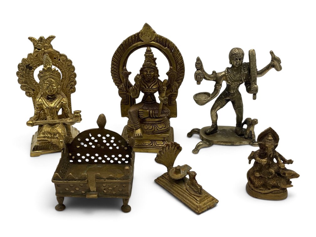 Goddess Rajarajeshwari, Batuk Bhairav and Goddess Annapurna Brass Figures