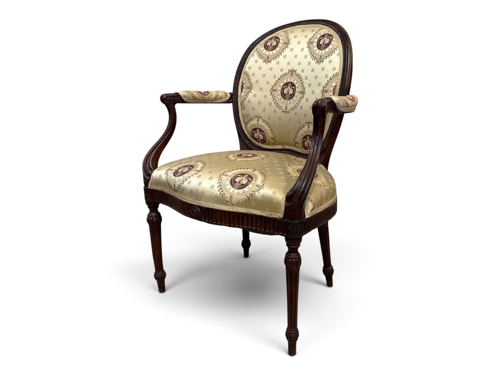 Louis XVI Style Upholstered Fauteil
