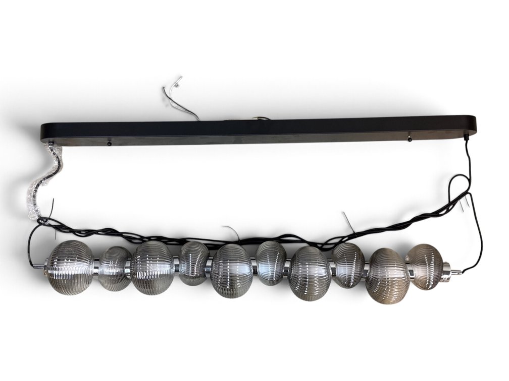 Midcentury Style Glass Linear Pendant Light Fixture