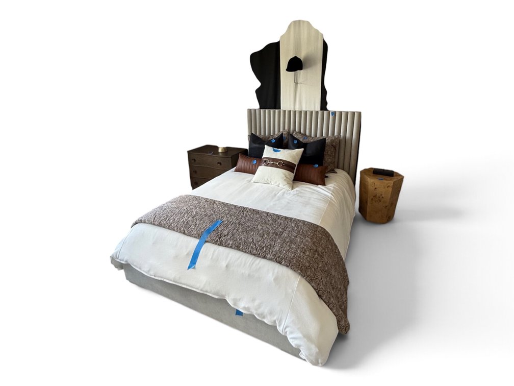 Queen Size Tufted Bed with Equestrian Theme