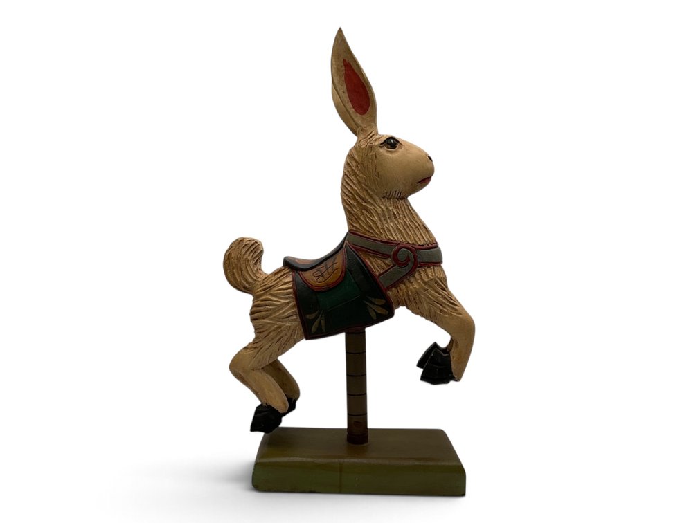 Handcarved Wood Carousel Rabbit