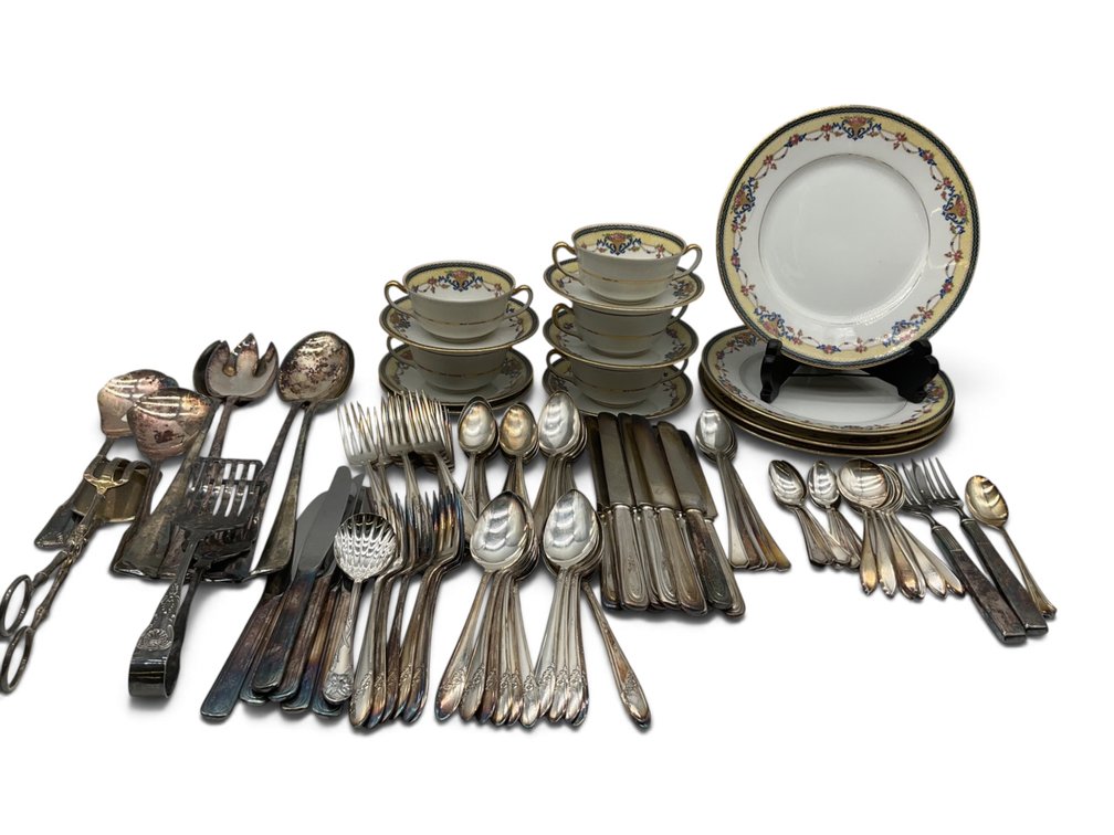 Silverplate Flatware, Serving Utensils & Limoges China