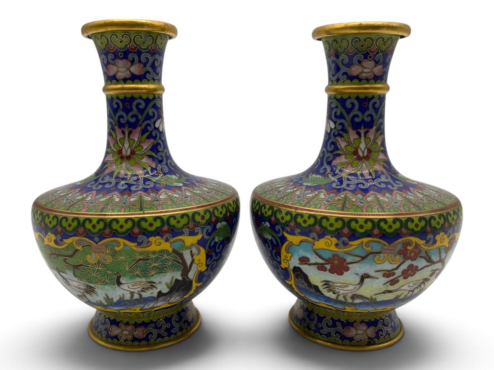 Chinese Cloisonne Vase Pair