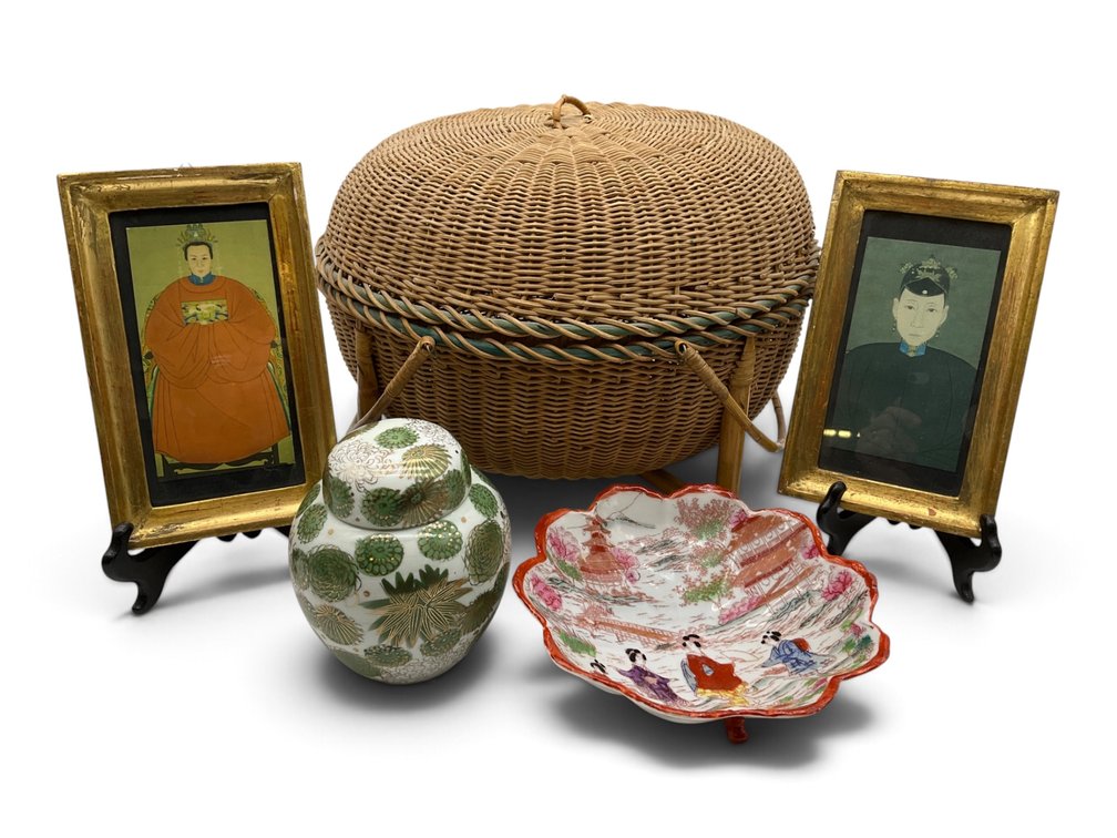 Lidded Basket, Ginger Jar, Asian Prints, Etc.