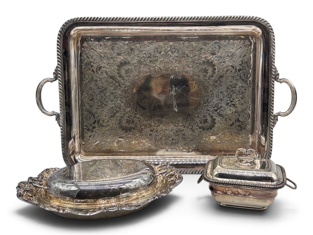Silverplated Serveware and Sheffield Covered Server