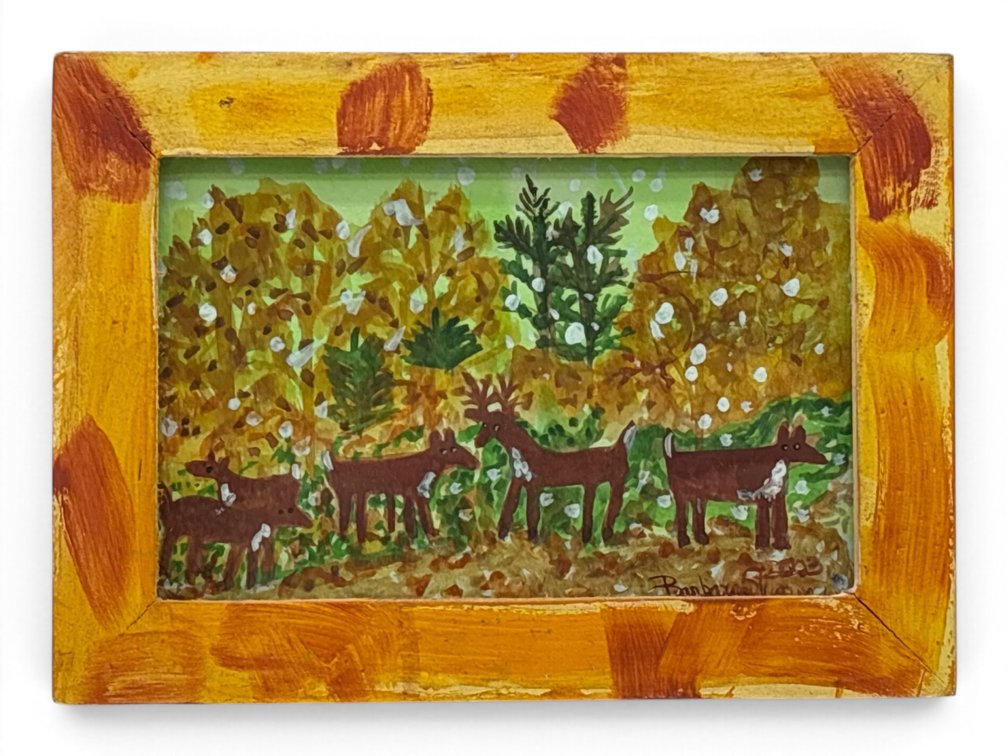 Folk Framed Barbara Strawser Watercolor Gouache