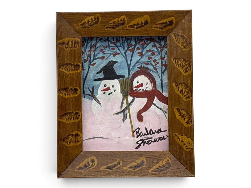 Barbara Strawser Watercolor Gouache, Snow Couple
