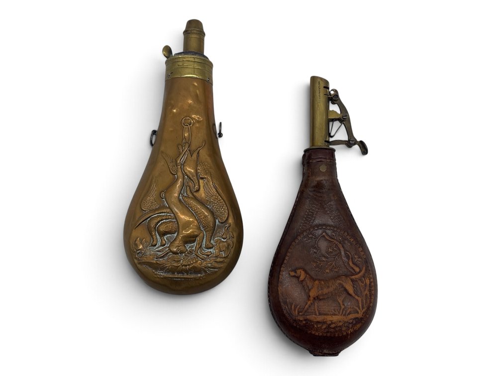 Civil War Era Powder Flask and Shot Flask