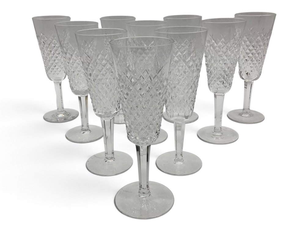 Ten Waterford Crystal Champagne Flutes