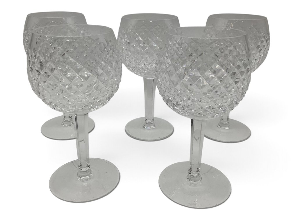Five Waterford Crystal Alana Hock Wine Goblets