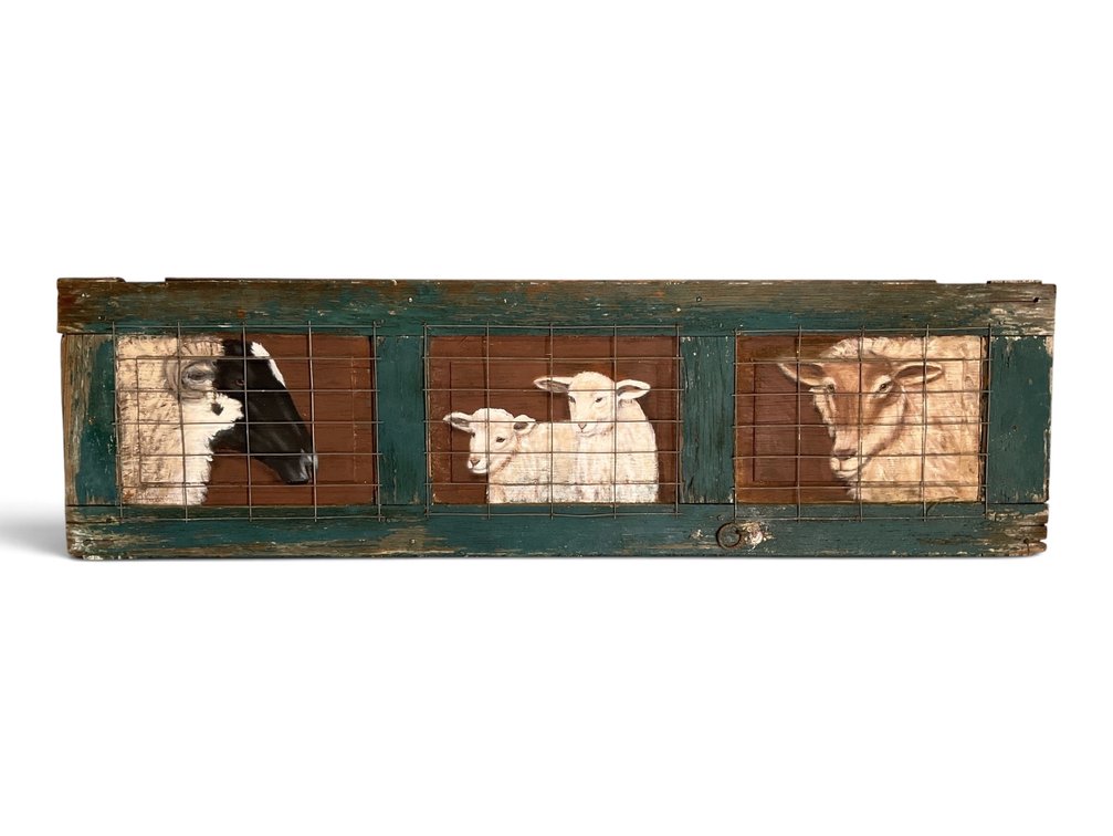 A Primitive Style Painted Cupboard Door By J Mendenhall