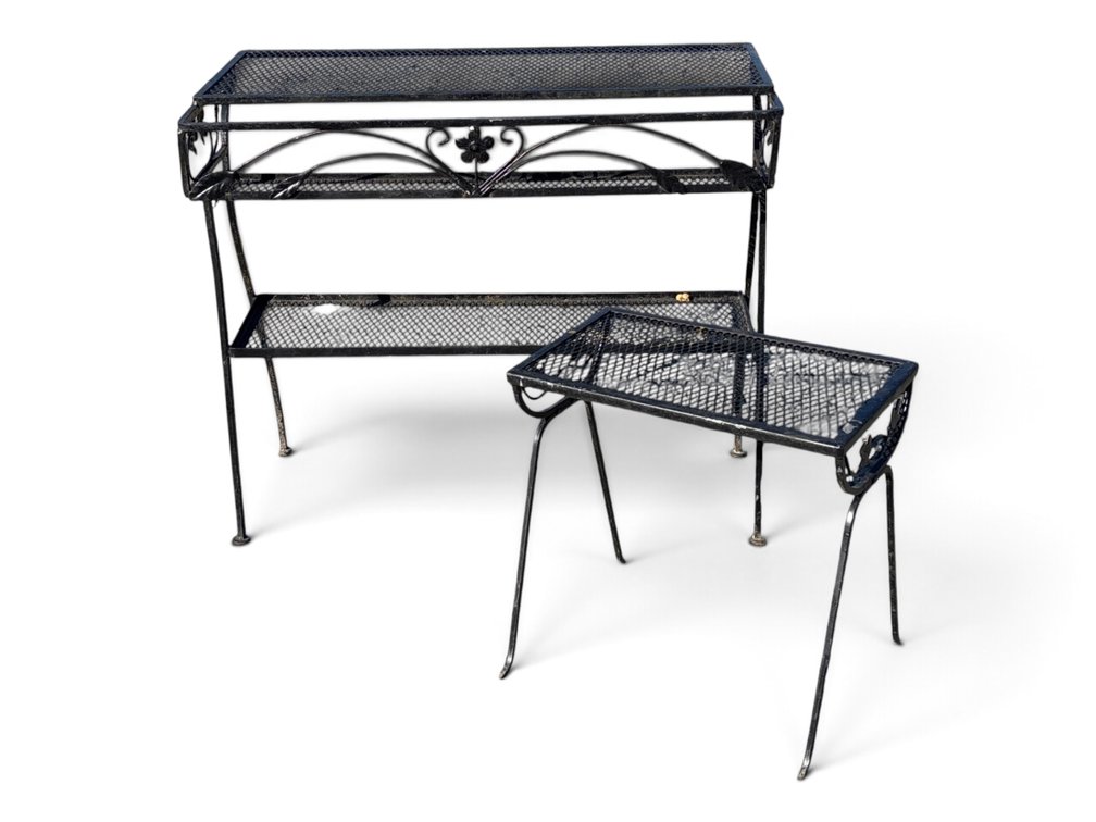 Iron Mesh Garden Stand and Side Table