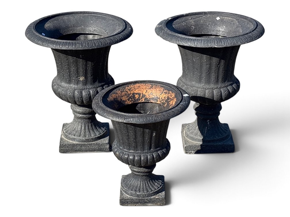 Composite Garden Urn Pair Plus One